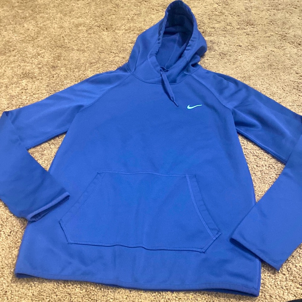 Womens NIKE DRI FIT hoodie wedge wood blue sweatshirt Sz XS